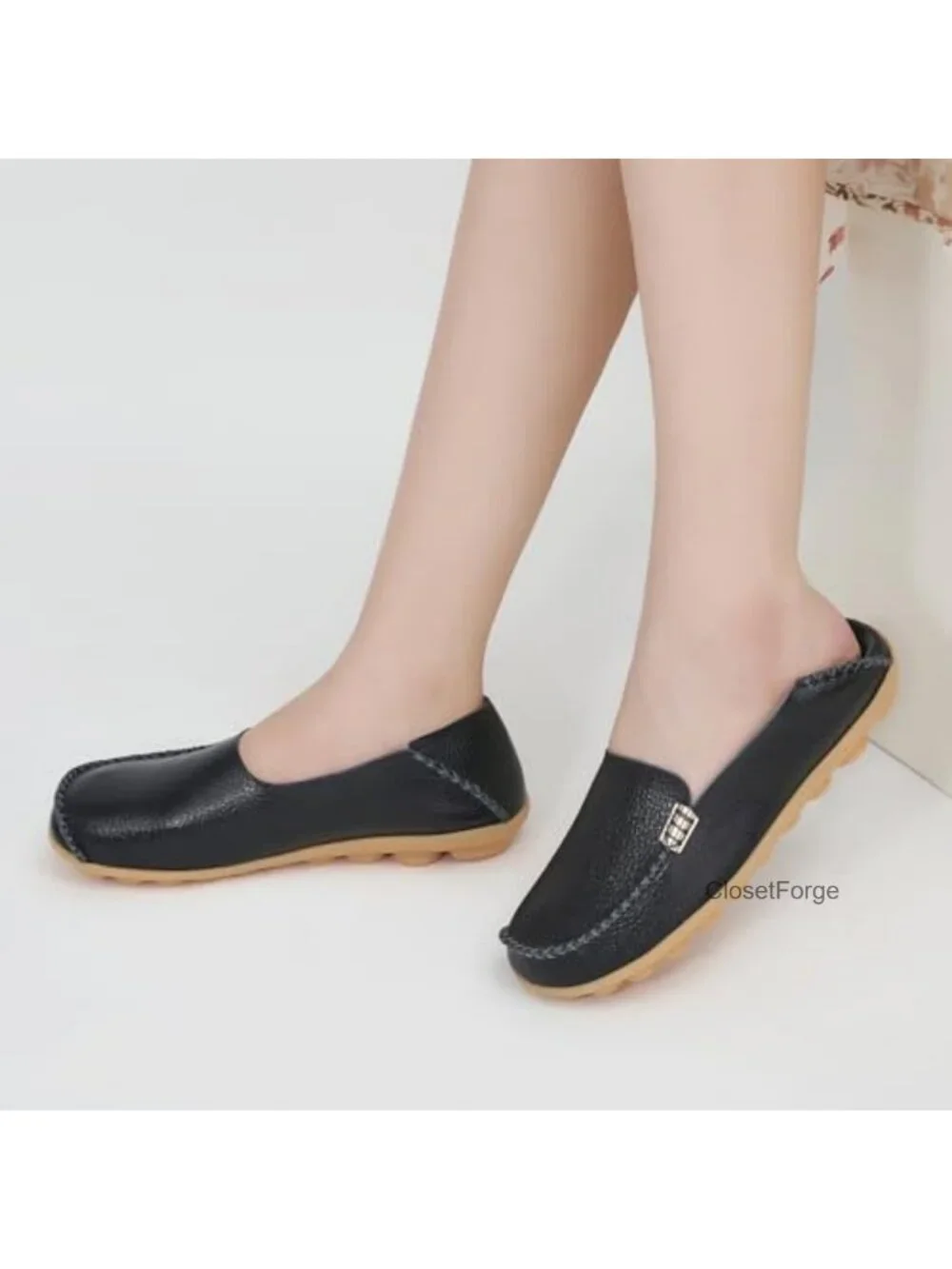 Women's Casual Slip On Penny Loafers - Soft PU Leather Comfortable Shoes